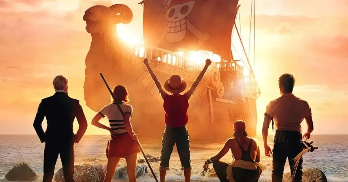 One Piece live-action tripulação de frente para o going merry